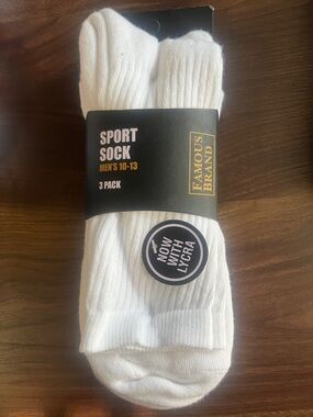 Famous Brand Men's White Athletic Sport Socks - 3 Pack